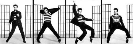 Elvis and his provocative dance moves in the 1950s.